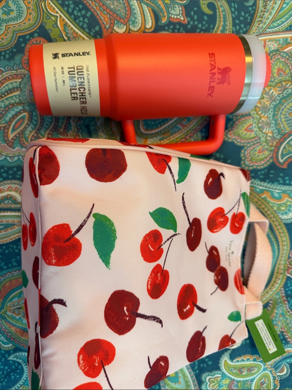 Stanley Coral Orange Insulated Tumbler with Handle